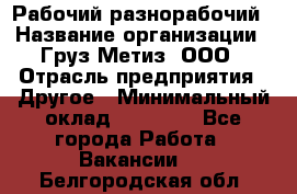 Рабочий-разнорабочий › Название организации ­ Груз-Метиз, ООО › Отрасль предприятия ­ Другое › Минимальный оклад ­ 25 000 - Все города Работа » Вакансии   . Белгородская обл.